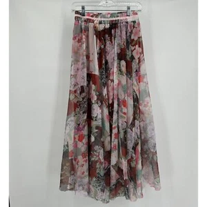 Women Pull On Skirt Size M Floral Flowy Fairy Maxi Pink Dreamy Feminine Romantic - Picture 1 of 8