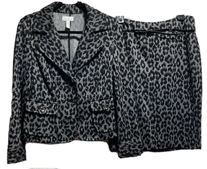 Charter Club Tiermotiv Rock Anzug Set Größe 8 dehnbar grau Gepard Knopfleiste - Bild 1 von 12