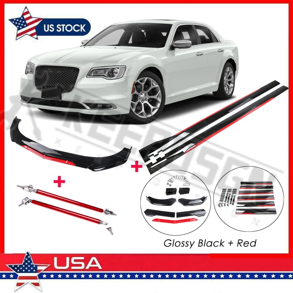 For Chrysler 300C S Front Bumper Lip Splitter Spoiler Side Skirts Body Kit Gloss - Изображение 1 из 4