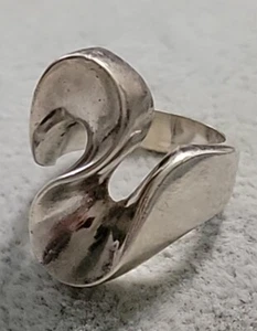 Mexico Sterling Silver Modernist Ring 14.4g Taxco? 925 Sz 6.75 Stunning Chunky - Picture 1 of 8