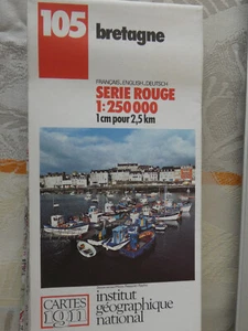 CARTE IGN rouge 105 bretagne 1/ 250000 1984 edition 11 - Picture 1 of 1