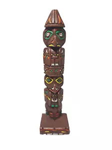Handcrafted Thlinget Alaskan Wooden? Resin? Totem Pole W/History On Bottom 12.5" - Picture 1 of 6
