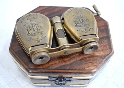 Antique-Style Brass Binoculars Featuring Superior Magnification, Ergonomically. - Image 1 of 4