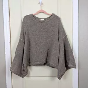Sundance | Gray Bell Sleeve Cropped Sweater Large - Picture 1 of 8