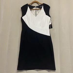 Betsy & Adam Women’s Dress Size 12 Sleeveless Shift Lace Panel Feminine NWT - Picture 1 of 8
