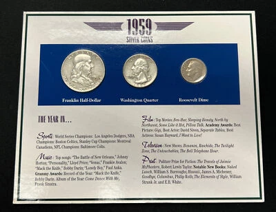 Monedas de plata 1959 con el año en revisión...  ¡Gran regalo! Foto 1 de 4