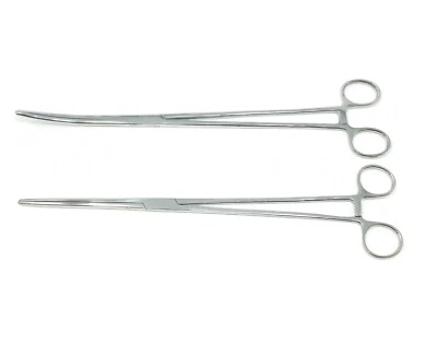 2 pinzas Rochester Pean rectas y curvas (9,5" y 10") instrumento quirúrgico veterinario Foto 1 de 3