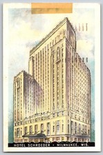 Milwaukee, Wisconsin - Hotel Schroeder Building - Vintage Postcard - Posted 1954