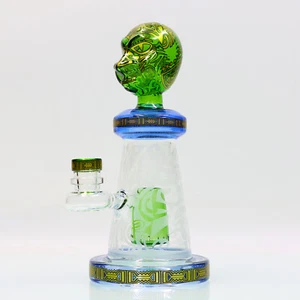 Handgefertigte Grüne Maske Totem Kopf Glas Bong 2025 Neu Hochwertiges Geschenk - Bild 1 von 6