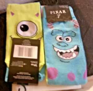 NWT MIKE & SULLY MONSTERS INC SOCKS SHOE SIZE 6.5-12 ONE PAIR NOVELTY SOCKS - Picture 1 of 1