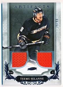 2018-19 Artifacts Teemu Selanne Materials Silver Dual Jersey #157 (79/99)