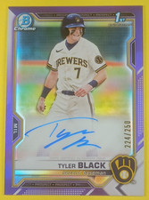 2021 Bowman Chrome Tyler Black Purple Refractor Auto 224/250 1st Rookie Brewers