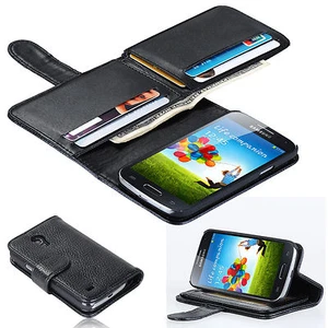 Lujo 7 Portatarjetas Abatible Billetera Cuero Estuche Cubierta Para Samsung Galaxy S 4 Mini - Imagen 1 de 8