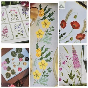 Foxglove Poppy Silverweed Shirley Watts Wild Flowers Cross Stitch Pattern Book - Picture 1 of 11