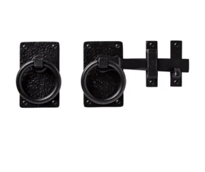 Juego de pestillos y manijas de borde de puerta de hierro Whittingt Hardware capa de polvo negro  - Imagen 1 de 3