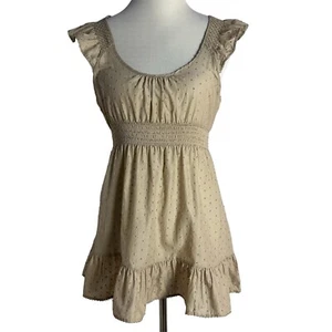 VTG Energie Khaki Beige Woven 100% Cotton Babydoll Top juniors womens XL X-large - Picture 1 of 5