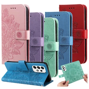 Funda protectora abatible de cuero billetera en relieve para teléfono para Samsung Galaxy A13 A14 A34 A54 - Imagen 1 de 64