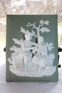 Vintage Friedrich Wessel Frankenthal Jasperware Porzellan Biskuit Plakette Istzustand - Bild 1 von 23