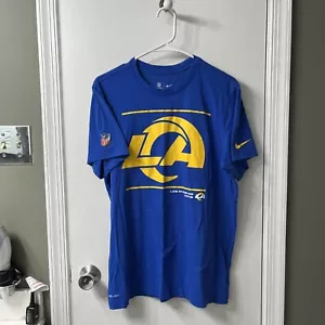 LA Rams Nike NFL On Field Apparel Nike Tee Short Sleeve Shirt Men's Blue Used - Picture 1 of 7