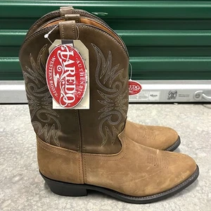 NUEVAS Botas de Vaquero Laredo 4242 Lea Vamp Fox Marrón Pull On Western Para Hombres 14 D - Imagen 1 de 9