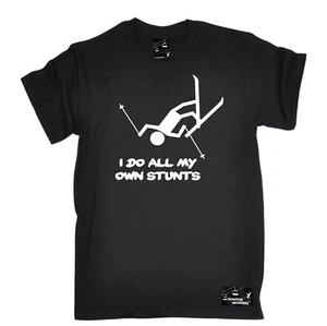 Powder Monkeez I Do All My Own Stunts Ski T-SHIRT Skiing Funny Gift Birthday - Picture 1 of 11