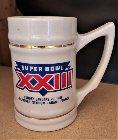 Vintage 1989 NFL Super Bowl XXIII 23 Beer Stein Mug With Handle Minor Crack Cover