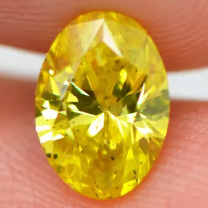 Oval Cut Diamond Fancy Yellow Color 1.21 Carat SI2 Enhanced Loose 5.72X8.00 MM - Picture 1 of 8