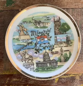 Vintage Missouri The Show Me State Miniature Souvenir Plate with Gold Trim 4" - Picture 1 of 3