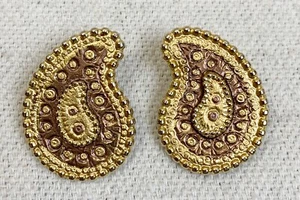 ELLEN DESIGNS Vintage Clip On Earrings Teardrop Shape Goldtone Signed - Picture 1 of 7