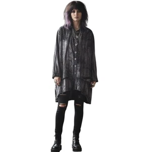 Camisa chaqueta Dress To Kill para mujer talla única negra gris hecha en EE. UU. de gran tamaño - Imagen 1 de 9
