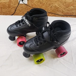 Epic Nitro Roller Skates Size 4 Black W/ Blue, Yellow, & Pink Wheels - Picture 1 of 12