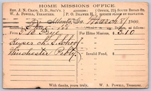 K29/ Atlanta Georgia Postcard c1900 Home Missions Office Postal 228 - Picture 1 of 4