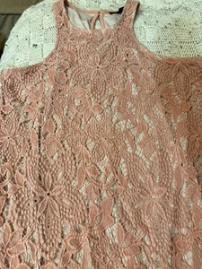 Mini Abito Express Rosa Corallo Pizzo Sopra Fodera Tg S - Foto 1 di 7