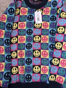 WESC Leon Pop Smiley Face  Sweater Parisan Nights Sweden Men's XL NWT - Picture 1 of 4