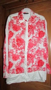 M&S Collection rot/weißes Satinhemd, Blumenmuster Gr. 12 - Bild 1 von 2