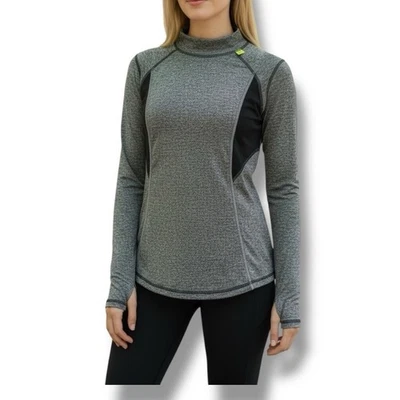 Xersion Gris Ropa Activa Cuello Simulado Manga Larga Camisa Ropa Activa Mujer’s Talla L Foto 1 de 4