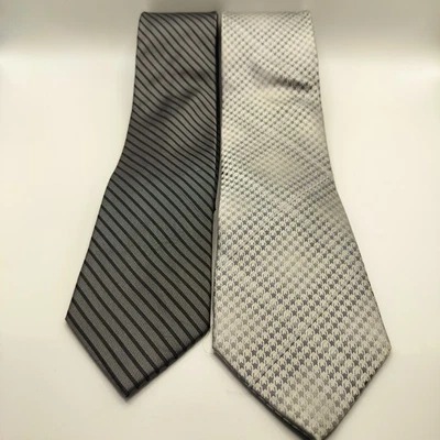 Calvin Klein Ties for Men Silver/ Grey & Black Suite Formal Ties Pair - Image 1 of 4