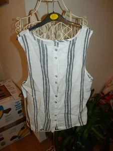 C&C California Top / ärmellose Weste Gr. L weiß schwarz mit Knopfleiste Etikett - Bild 1 von 1