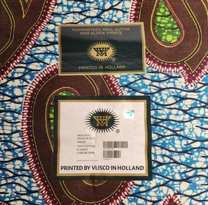 Tela de cera 100 % algodón africana Vlisco en Holanda 6 yardas - Imagen 1 de 4