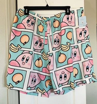 Kirby Nintendo Shorts Swim TrunksBeach Pool Drawstring Pockets Size XLNWT - Image 1 of 4