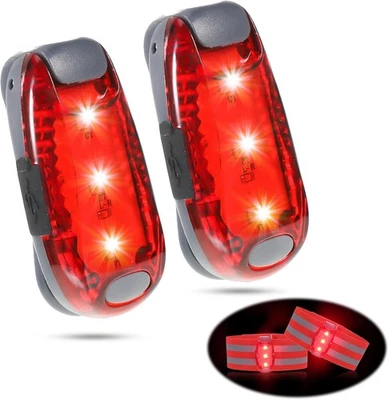 ERTLUTW LED Sicherheitslicht, 2 Rote LED Blinklicht Schulranzen USB Aufladbar für