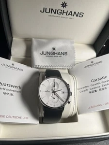 JUNGHANS Form C 041/4771.00 Quartz SS Leather White Dial Rank A Men's Wristwatch - Picture 1 of 3