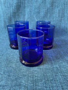 Set Of 5 Anchor Hocking Cobalt Blue Vintage Double Old Fashioned Rock Glasses - Picture 1 of 6