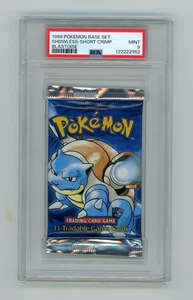 Pokemon PSA 9 MINT 1999 Base Set Shadowless Short Crimp Booster Pack Blastoise! - Bild 1 von 2