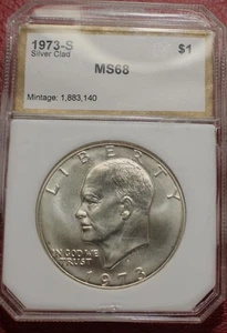 1973 S dólar Eisenhower revestido PCI - PRUEBA - 68 (ref# ED73-1) - Imagen 1 de 2