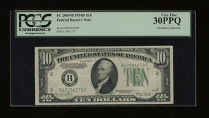 DBR 1934-D $10 New York Fr. 2009-B PCGS 30 PPQ Serial B42204270F - Picture 1 of 2