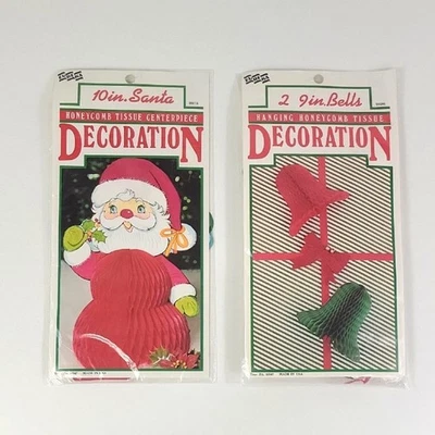 Nuevo centro de mesa vintage de 10" con panal de Santa y juego de campanas colgantes de 9" Foto 1 de 4