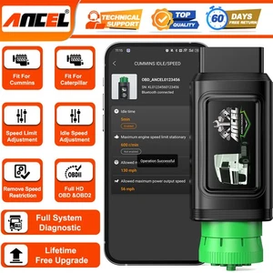 Heavy Duty Truck OBD2 Scanner Idle Speed Limit Reset for Cummins & Caterpillar - Foto 1 di 16