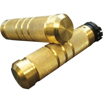 1980-2021 Harley Brass Knurled Grooved Handlebar Grips-1" Accutronix GR100-KG5 - Image 1 of 4