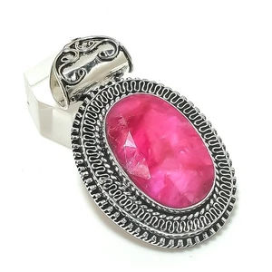 Ruby(Simulated) Gemstone 925 Sterling Silver Jewelry Pendant 2.17" X-Mas Gift o0 - Picture 1 of 3